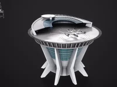  Hyundai Uber Flying Taxi Rigged With The Landing Pad Tower 