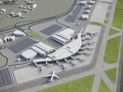 Canberra Airport Low-poly 3D model