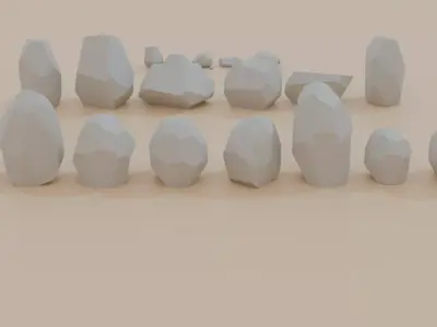 Stylized Low-Poly Rock Pack 19 Game-Ready Assets Low-poly 3D model