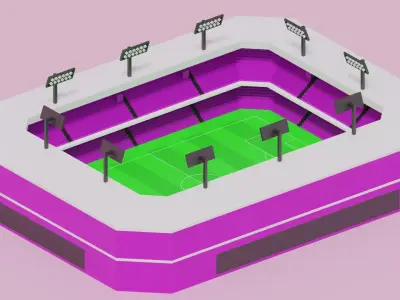 Cartoon Soccer Football Stadium 3D model