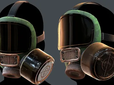 Gas mask helmet 3d model scifi Low-poly  Low-poly 3D model