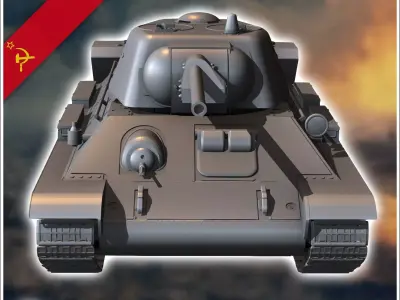 T-34-76 1943 ChTz - Soviet army WW2 Second World East front Ostf 3D print model