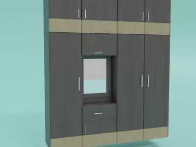 Wardrobe with doors and drawers Free 3D model