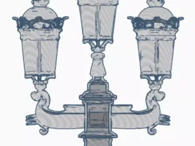 Old french lamppost 3D model