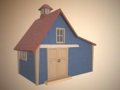 Stylized barn Low-poly 3D model