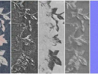 Embroidery Fabric VOL02 4K Seamless PNG PBR Textures Texture