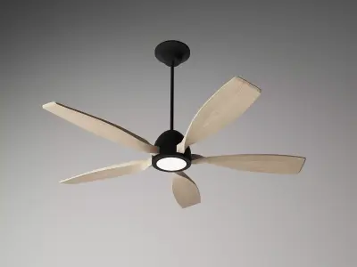 Modern Wooden 5-Blade Ceiling Fan 3D model