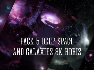 Pack 5 8k Deep Space with Nebulas and Galaxies HDRis Low-poly 3D model