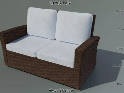 Wicker Large Chair Low-poly 3D model