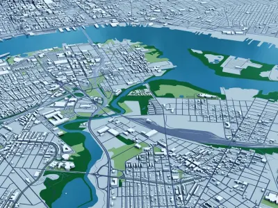 Philadelphia with Terrain 3D model