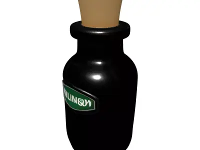 Small Glass Bottle with Cork Low-poly 3D model