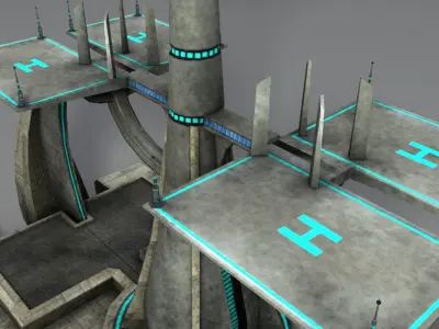 Sci Fi Desert Buildings Low-poly 3D model