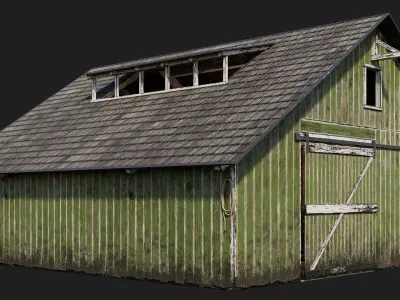 09-10-11-12  - Farm Buildings 4K PBR GameReady Low-poly 3D model