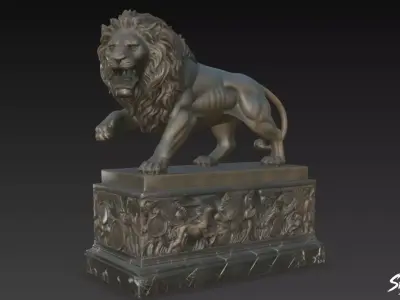 Lion Statue V14 Low-poly 3D model
