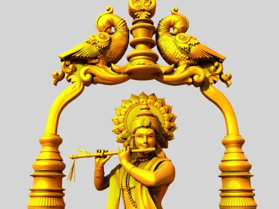 oil lamp krishna 3D model