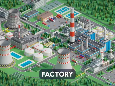 Factory Low-poly 3D model