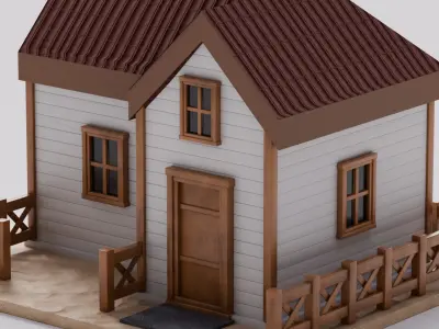 Cute Cartoon Small Wood House 01 3D model