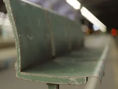 Green Colored Waiting Room Metal Seats 4 Seats Low-poly 3D model