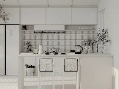  home restaurant dining table and chairs combination 3D model
