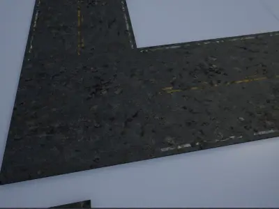 Fine-Destroyed American Striped-Lined Modular Roads Low-poly 3D model