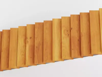 Straight Staircase V3 - Wooden Interior Stairs Low-poly 3D model