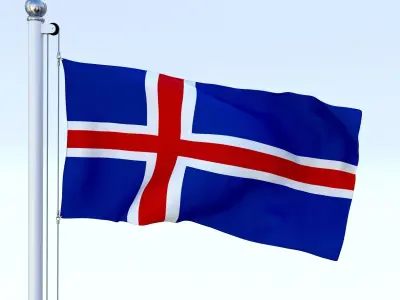Animated Iceland Flag Low-poly 3D model