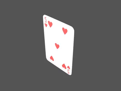 Poker Cards Heart 5 V1 001 Low-poly 3D model