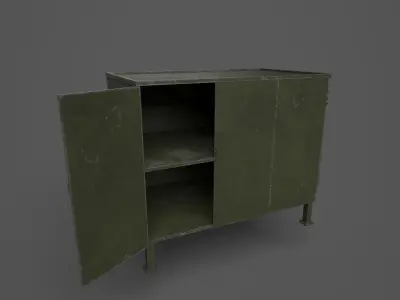 Lockers wooden shelf Free low-poly 3D model