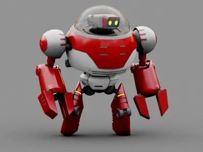 Toon Droid  rigged - animated character 3D model