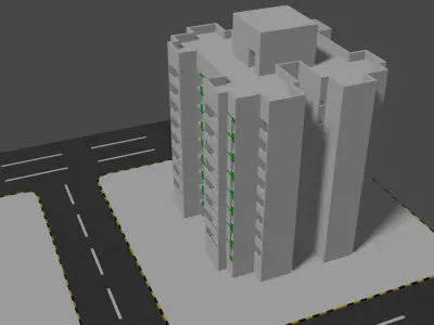 apartment building  Low-poly 3D model