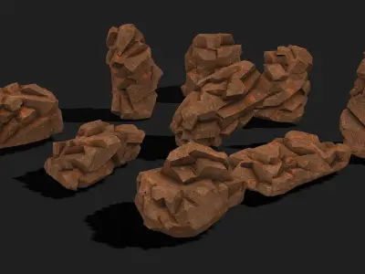 Mountain desert Rocks - PBR Pack 04 Low-poly 3D model