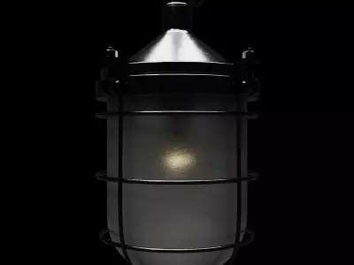 Industrial Hanging Cage Lamp Low-poly 3D model