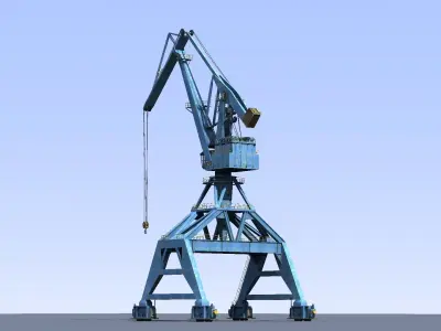 Crane Blue for shipyard cargo terminal or port 3D model