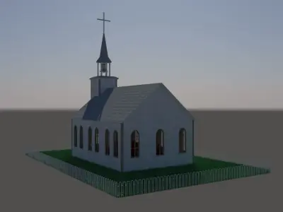 Church lit up at night 3D model