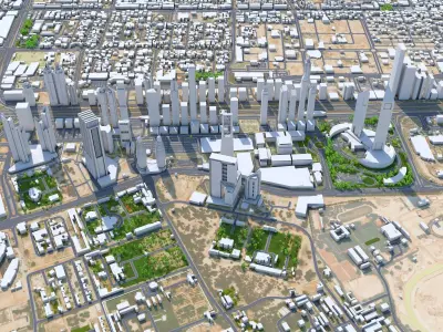 Dubai Business Bay UAE Low-poly 3D model