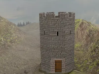 Low Poly watch tower Low-poly 3D model