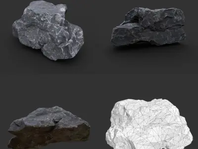 Gray Sharp Rock 220803 Photogrammetry - Ultra HD 16K Textures Low-poly 3D model