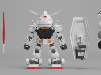 SD CROSS SILHOUETTE RX-78-2 - VFX 3D model