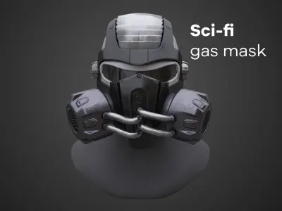 Sci-fi Gas mask - PBR - Lowpoly - Low-poly 3D model