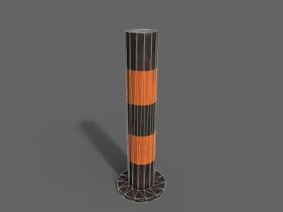 PBR Bollard BlackOrange Low-poly 3D model