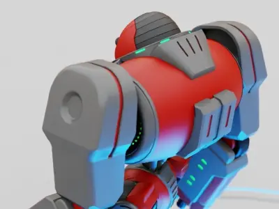 Gun robot rigged - animated character 3D model