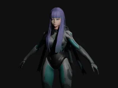 Molly woman holding scythe 3D model