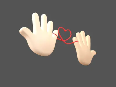 Hand with Red Line Icon v1 008 Low-poly 3D model