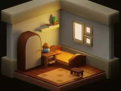 Isometric Bedroom 3D Design Free 3D model