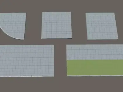 sidewalk set of tiles Low-poly 3D model