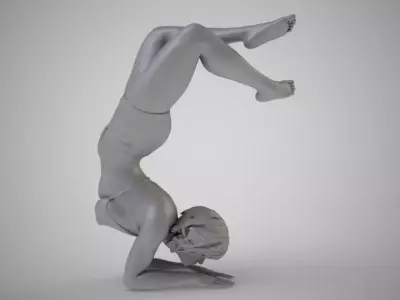Handstand woman doing 3D print model