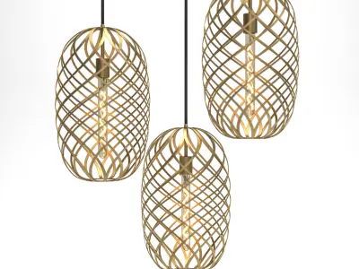 Pendant Lamp Gold Braid Metal Mesh 3D model