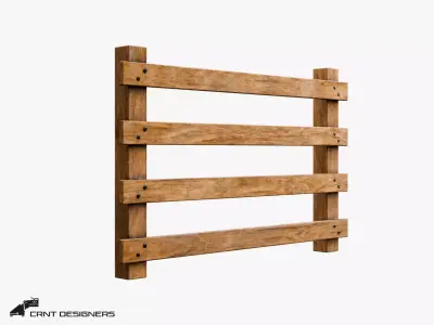 Wooden Fence Low Poly 3D Model Low-poly 3D model