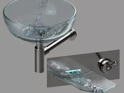 led wall faucet and sink 3D model