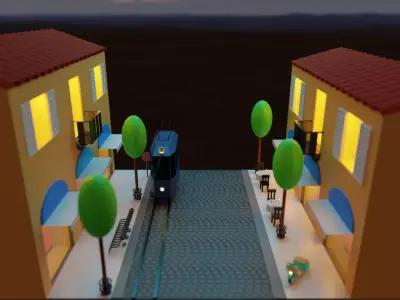 Italian Street Free low-poly 3D model